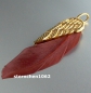 Preview: Dreamfeather Pendant * steel IP Gold * brown feather * 5,5 cm