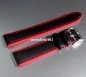 Preview: Eulit * EUTec * Waterproof * Silicone watch strap with Leather * black / red * 22 mm