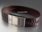 Preview: Leather Bracelet for Men Stainless Steel / brown / Zirconia