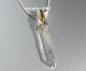 Preview: Necklace with Rock Crystal / Tsavorite Pendant * 925 Silver * 24 ct gold *