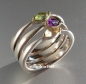 Preview: Einzelstück * Ring * 925 Silber * 585 Gold * Amethyst * Peridot * Citrin