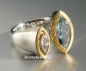 Preview: Unique Ring * 925 Silver * 24 ct gold * Aquamarine * Morganite