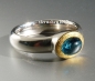 Preview: Unique * Ring * 925 Silver * 24 ct Gold * Indigolite