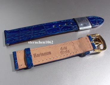 Barington * Leather watch strap * genuine croco * royal blue * 18 mm