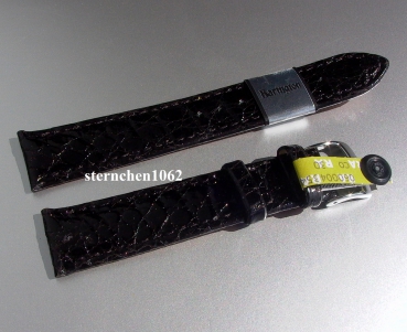 Barington * Lederband für Uhren * Uhrenarmband * Echt Kroko * schwarz * 16 mm