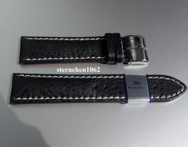 Barington * Lederband für Uhren * Uhrenarmband * Hai * schwarz * 20 mm