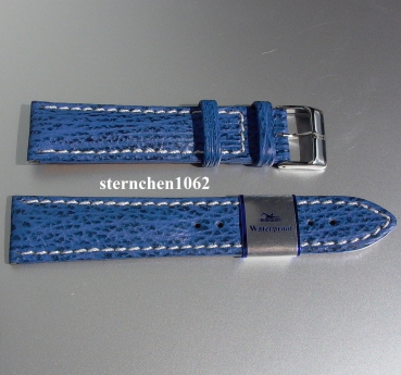 Barington * Lederband für Uhren * Uhrenarmband * Hai * blau * 18 mm XL