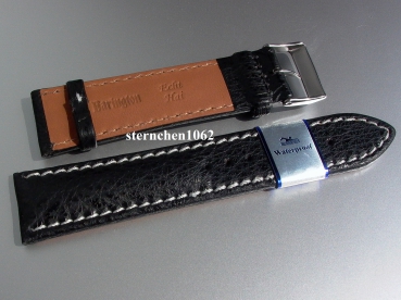 Barington * Lederband für Uhren * Uhrenarmband * Hai * schwarz * 20 mm XL