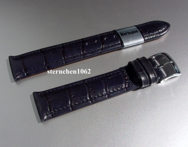 Barington * Lederband für Uhren * Uhrenarmband * Kroko - Print * blau * 16 mm