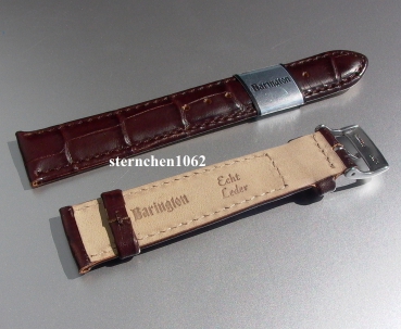 Preview: Barington * Lederband für Uhren * Uhrenarmband * Kroko - Print * dunkelbraun * 16 mm