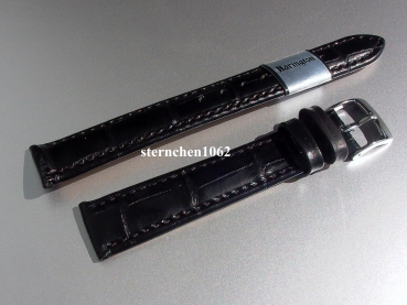 Barington * Lederband für Uhren * Uhrenarmband * Kroko - Print * schwarz * 16 mm