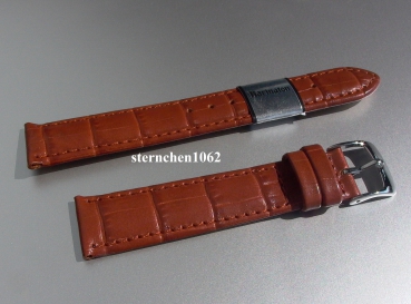 Barington * Lederband für Uhren * Uhrenarmband * Kroko - Print * mittelbraun * 18 mm