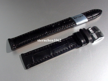 Barington * Leather watch strap * Croco - Optics * black * 10 mm