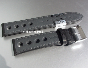 Barington * Lederband für Uhren * Uhrenarmband * Racing * schwarz/grau * 22 mm