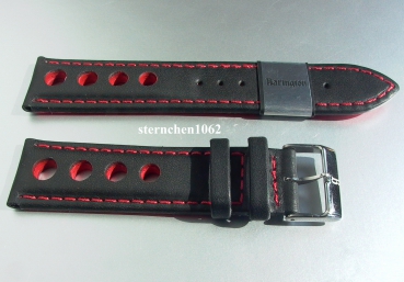 Barington * Leather watch strap * Racing * black/red * 22 mm