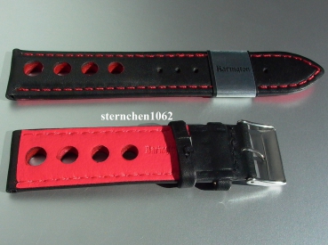 Barington * Lederband für Uhren * Uhrenarmband * Racing * schwarz/rot * 22 mm