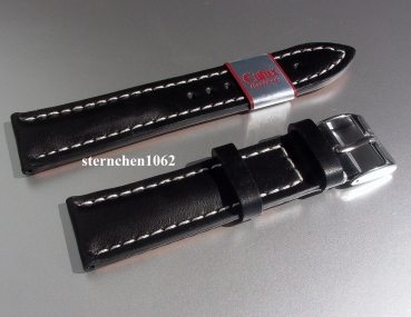 Eulux * Lederband für Uhren * Uhrenarmband * Büffel * schwarz * Handmade * 20 mm
