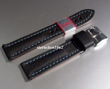 Eulux * Leather watch strap * Imperator * black-blue * Handmade * 20 mm