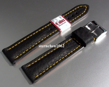 Eulux * Leather watch strap * Imperator * black-yellow * Handmade * 20 mm