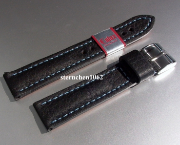 Eulux * Leather watch strap * Imperator * black-blue * Handmade * 22 mm