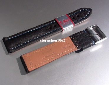 Eulux * Leather watch strap * Imperator * black-blue * Handmade * 22 mm