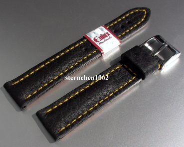 Eulux * Leather watch strap * Imperator * black-yellow * Handmade * 22 mm