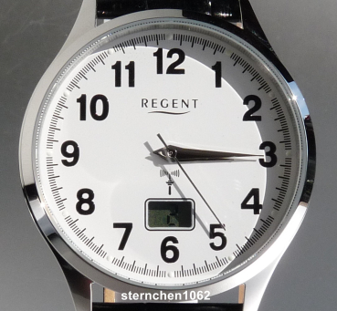 Regent * Herren-Armbanduhr * Edelstahl * Leder * Funk * 11030151