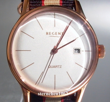 Regent * Stainless steel rosé nylon ribbon * 11100238 * Men's watch *