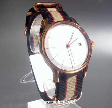 Preview: Regent * Stainless steel rosé nylon ribbon * 11100238 * Men's watch *