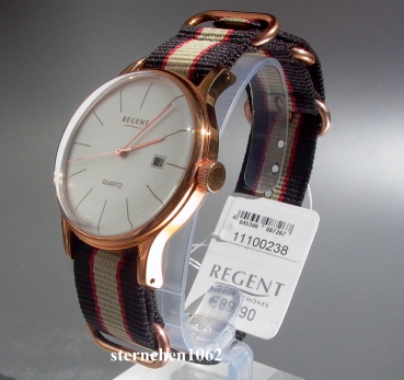 Preview: Regent * Stainless steel rosé nylon ribbon * 11100238 * Men's watch *