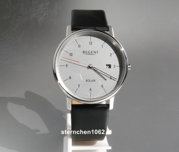 Preview: Regent * Herren-Armbanduhr * Stahl * Leder * Solar * 11110948 * F-1546