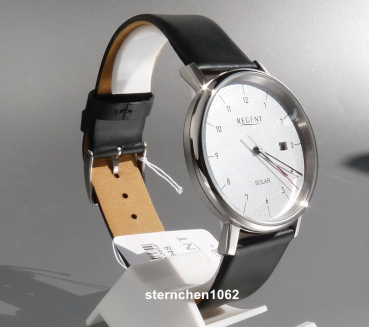 Preview: Regent * Herren-Armbanduhr * Stahl * Leder * Solar * 11110948 * F-1546