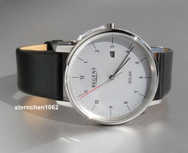 Preview: Regent * Herren-Armbanduhr * Stahl * Leder * Solar * 11110948 * F-1546