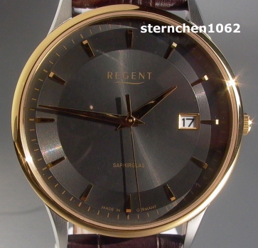 Regent * Edelstahl / Leder * Ref. 11120117 * Herren-Armbanduhr * Made in Germany
