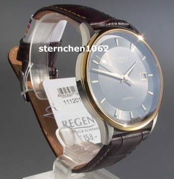 Preview: Regent * Edelstahl / Leder * Ref. 11120117 * Herren-Armbanduhr * Made in Germany