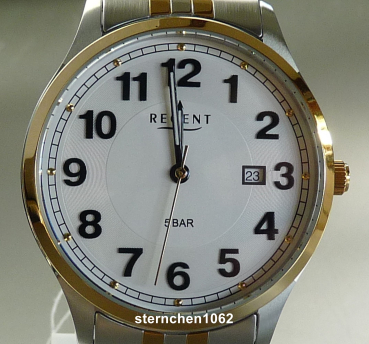 Regent * Herren-Armbanduhr * Stahl Bicolor * Zugband * 11310080 * F1575