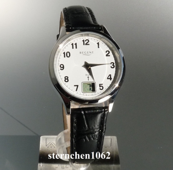 Preview: Regent * Edelstahl Leder * 12030072 * Funkuhr * Damen-Armbanduhr *