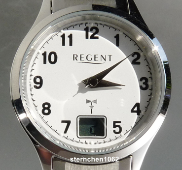 Regent * Edelstahl * Quarz * Zugband * Funkuhr * 12030083 * Damen-Armbanduhr