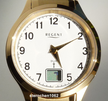 Regent * Damen-Armbanduhr * Edelstahl vergoldet * Quarz * Zugband * Funkuhr * 12030083 * FR318