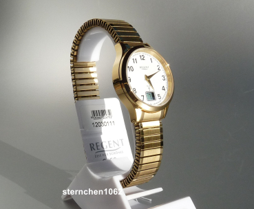 Preview: Regent * Damen-Armbanduhr * Edelstahl vergoldet * Quarz * Zugband * Funkuhr * 12030083 * FR318