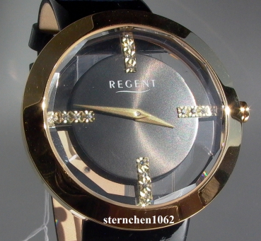 Regent * Stainless Steel Leather * Zirconia * Quatz * 12100560  * Ladies watch