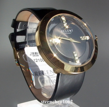Preview: Regent * Edelstahl Leder/Lack * Zirkonia * Quarz * 12100560 * Damen-Armbanduhr