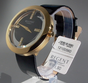 Preview: Regent * Edelstahl Leder/Lack * Zirkonia * Quarz * 12100560 * Damen-Armbanduhr