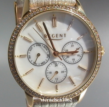 Regent * Stainless Steel gold-painted * Zirconia * Chronograph * 12100619 * Ladies watch *