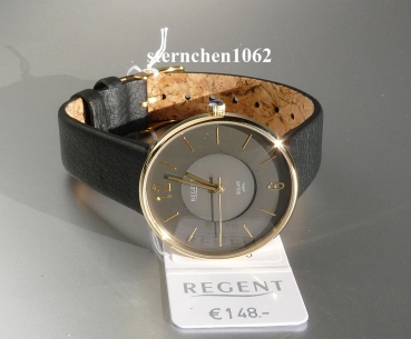 Preview: Regent * Damen-Armbanduhr * Ref. BA-720 * Solar * Leder * Edelstahl *