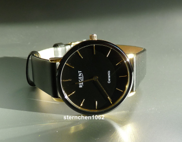 Preview: Regent * Damen-Armbanduhr * Stahl IPG * Keramik * Leder * 12100809 * F1586
