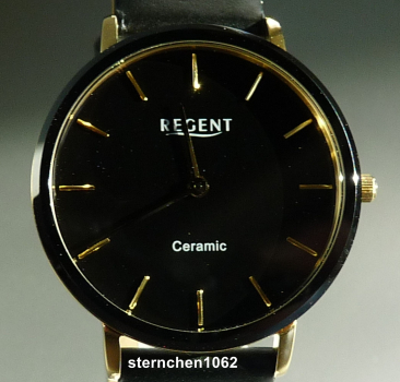 Regent * Damen-Armbanduhr * Stahl IPG * Keramik * Leder * 12100809 * F1586