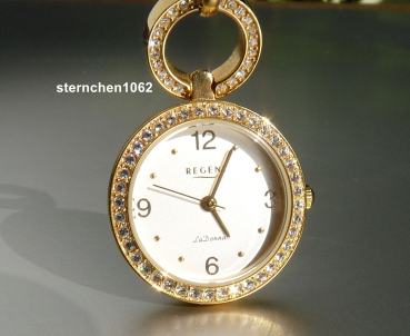 Regent * Damen-Kettenuhr * Stahl vergoldet * Schmucksteinen * 12350023