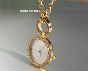 Preview: Regent * Damen-Kettenuhr * Stahl vergoldet * Schmucksteinen * 12350023
