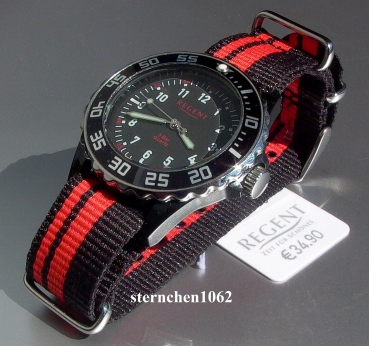 Preview: Regent * Ref. 12400256 * schwarz/rot * Quarz * Kinder-Armbanduhr *